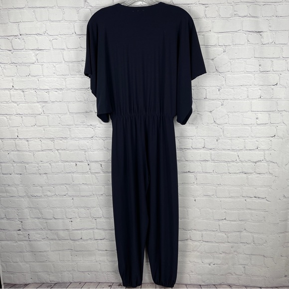 NORMA KAMALI Kulture Rectangle Jog jumpsuit kimono sleeve deep v-neck, size XS - Picture 4 of 13